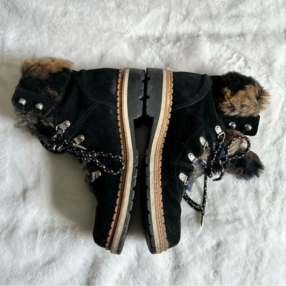 Sam Edelman Women’s Bronte Suede & Faux Fur Booties Size 7.5